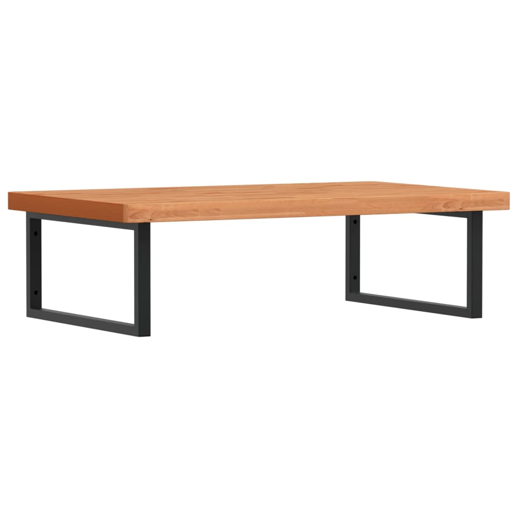 Basin Shelf Wall Mounted Steel and Solid Wood Beech
