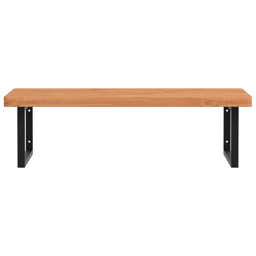 Basin Shelf Wall Mounted Steel and Solid Wood Beech