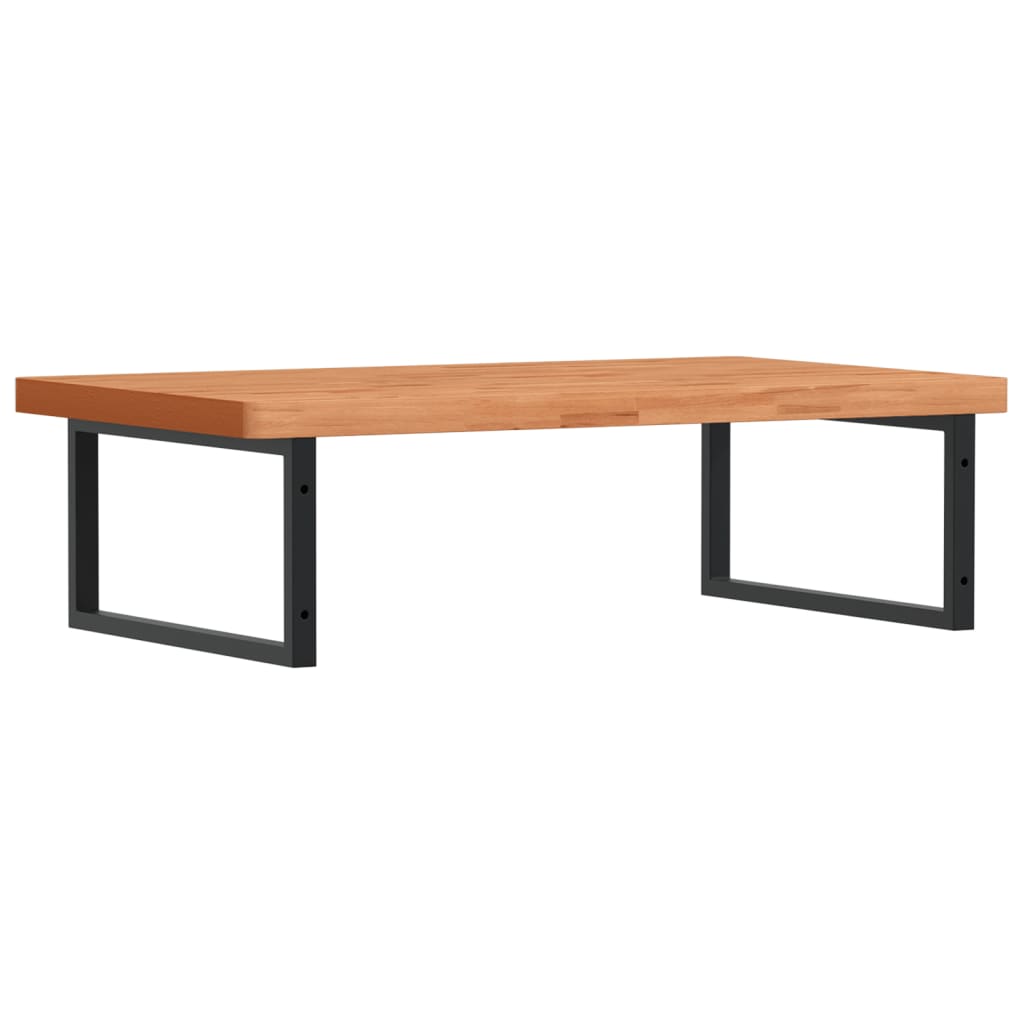 Basin Shelf Wall Mounted Steel and Solid Wood Beech