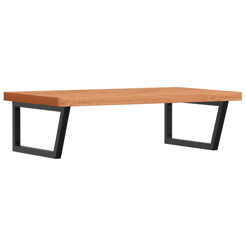 Basin Shelf Wall Mounted Steel and Solid Wood Beech