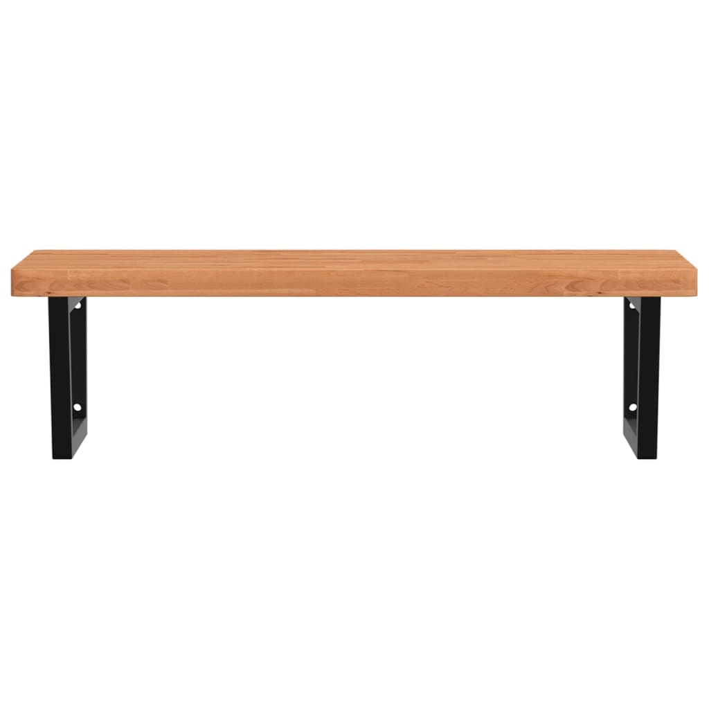 vidaXL Basin Shelf Wall Mounted Steel and Solid Wood Beech