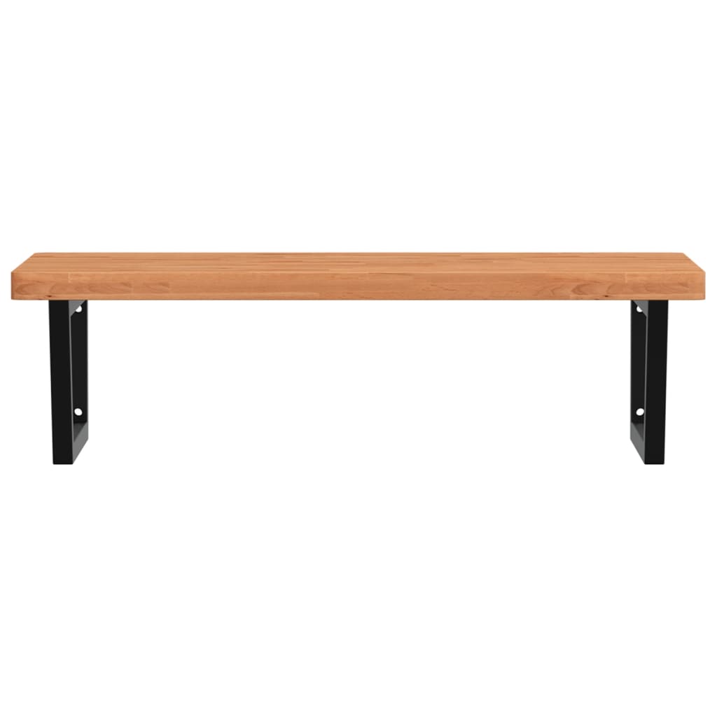 Basin Shelf Wall Mounted Steel and Solid Wood Beech
