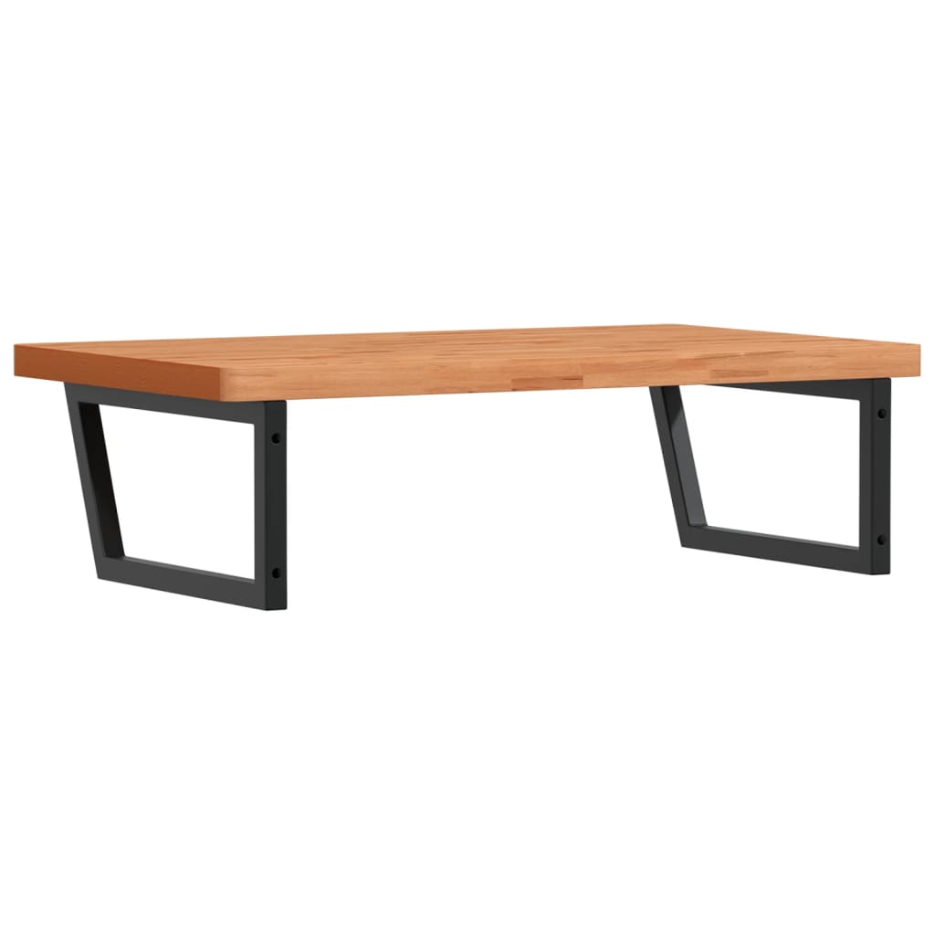 Basin Shelf Wall Mounted Steel and Solid Wood Beech