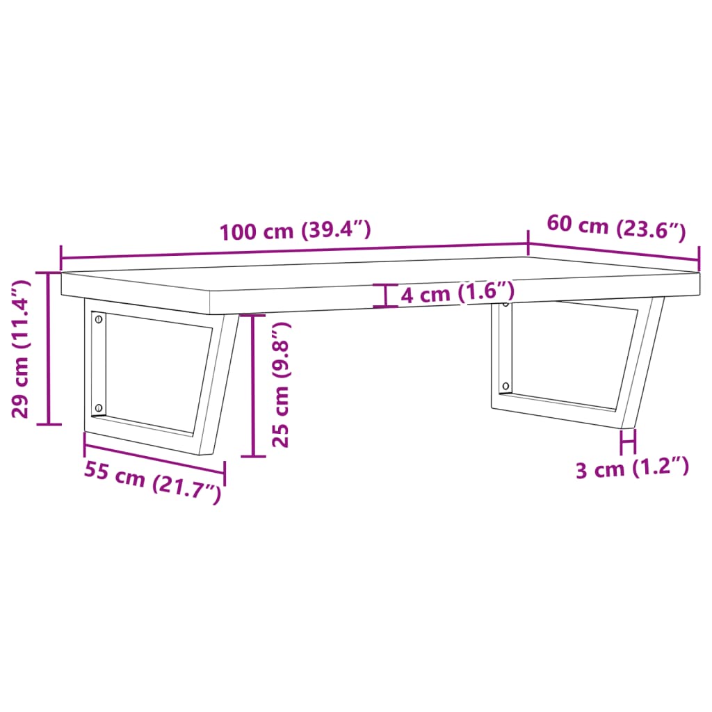 vidaXL Basin Shelf Wall Mounted Steel and Solid Wood Beech