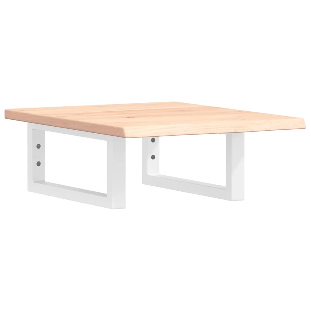 Basin Shelf Wall Mounted Steel and Solid Wood Oak