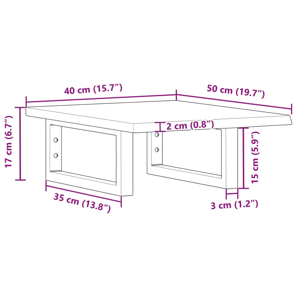 Basin Shelf Wall Mounted Steel and Solid Wood Oak