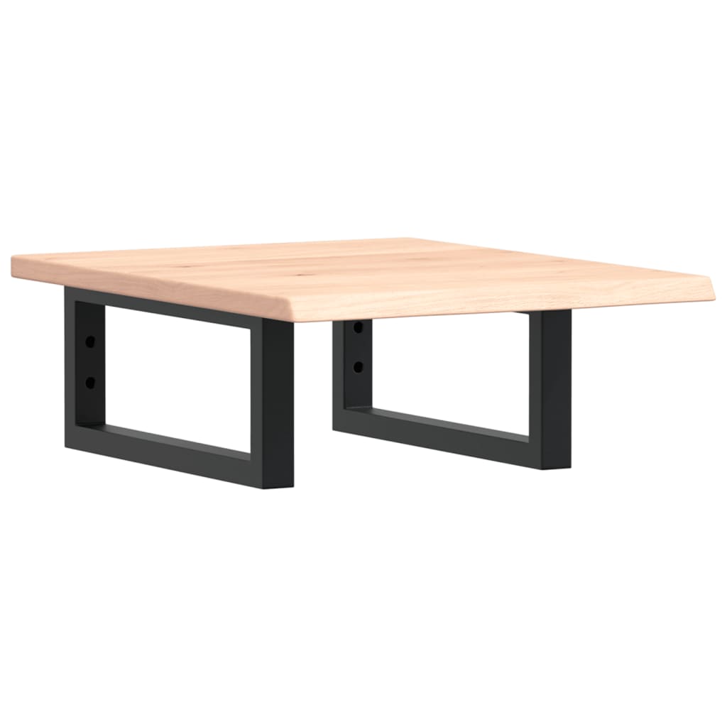 Basin Shelf Wall Mounted Steel and Solid Wood Oak