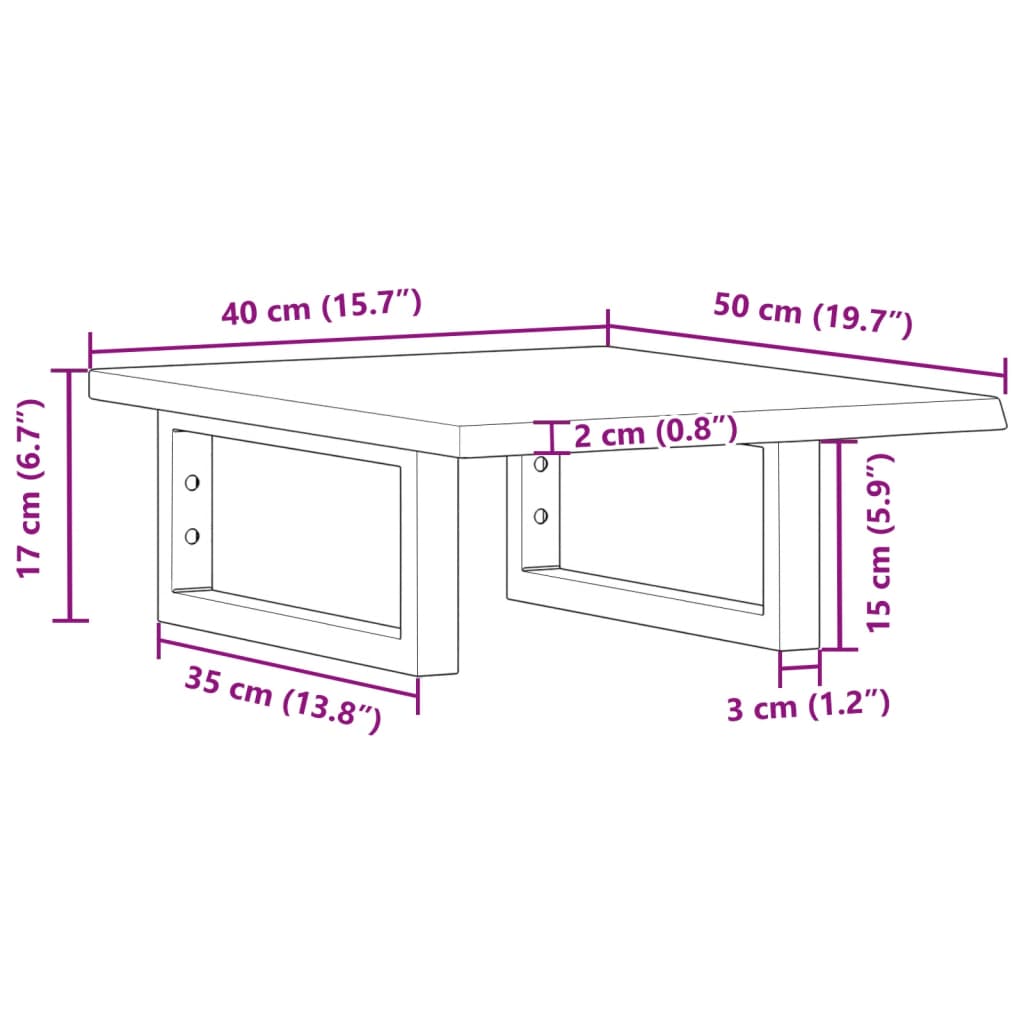Basin Shelf Wall Mounted Steel and Solid Wood Oak