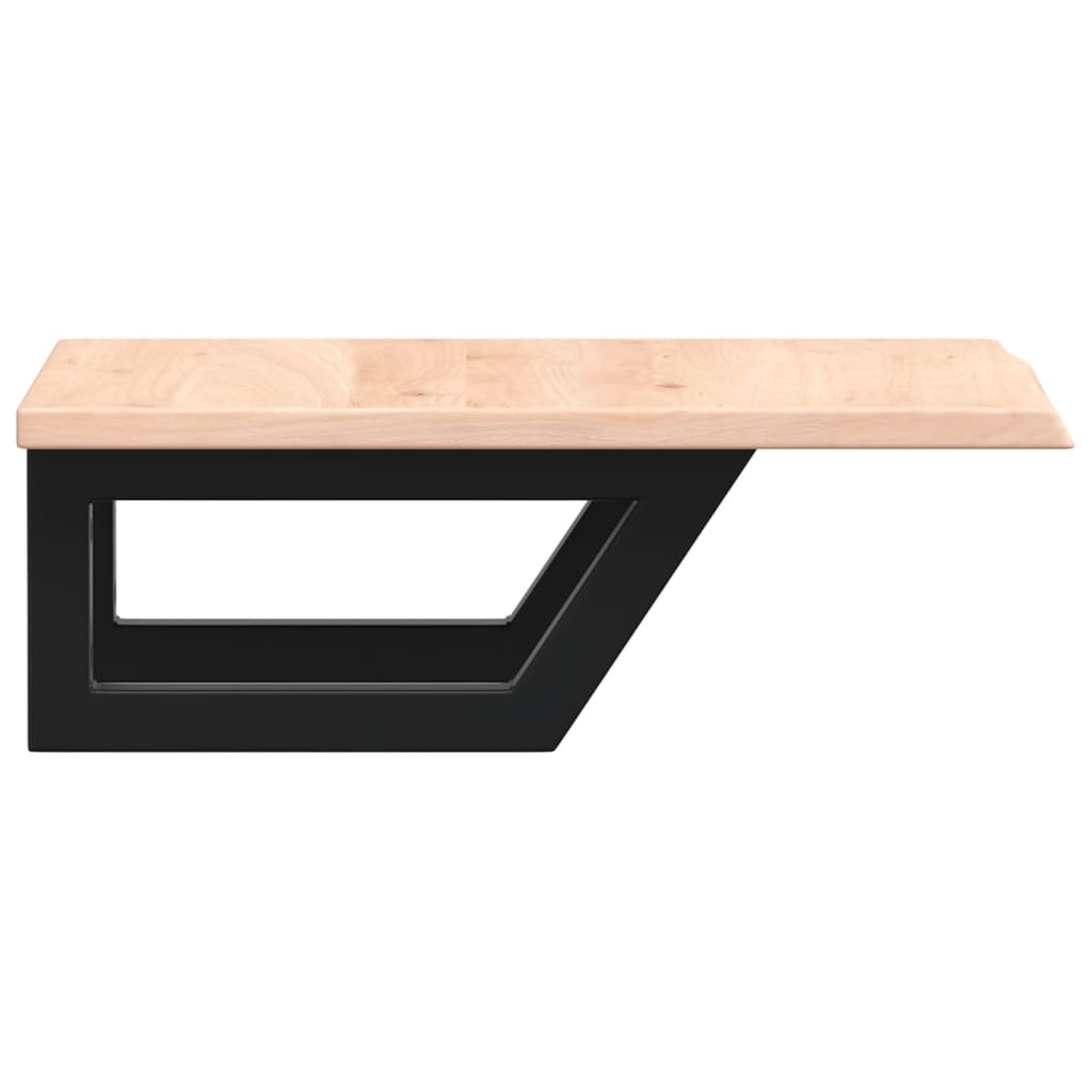 Basin Shelf Wall Mounted Steel and Solid Wood Oak