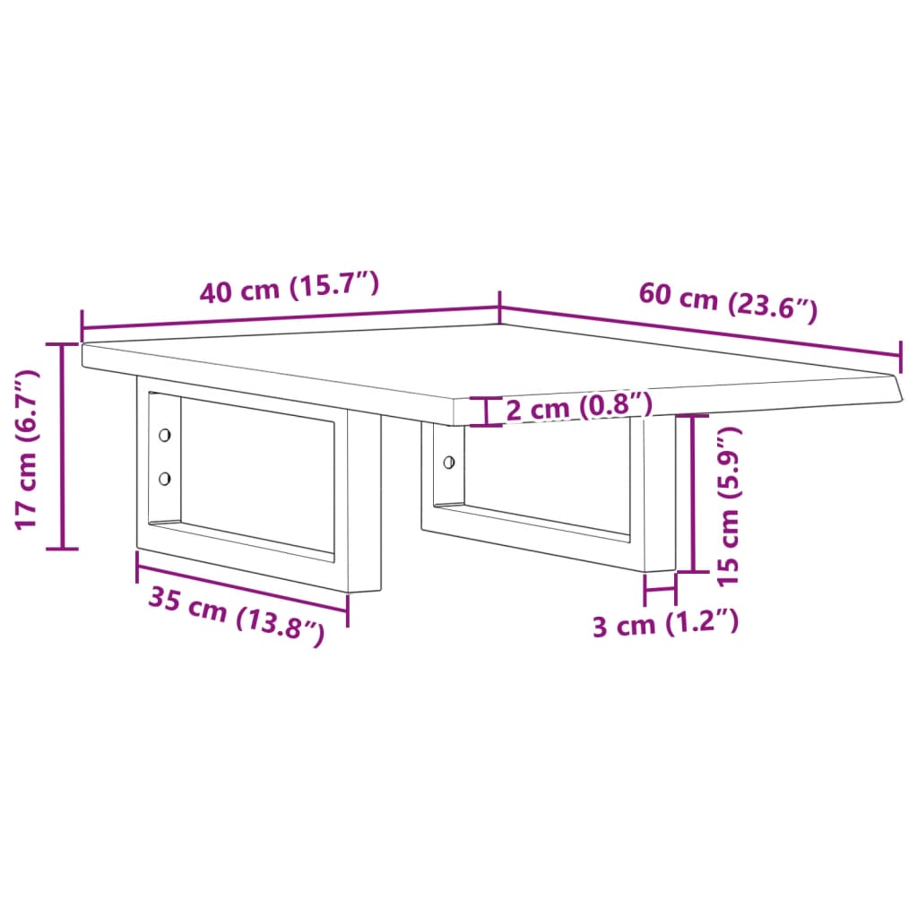 Basin Shelf Wall Mounted Steel and Solid Wood Oak