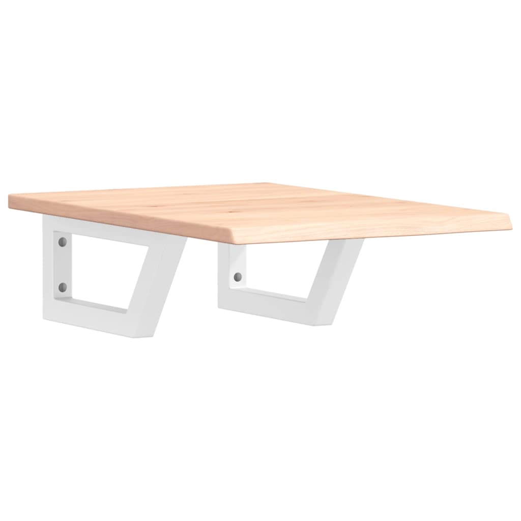 Basin Shelf Wall Mounted Steel and Solid Wood Oak