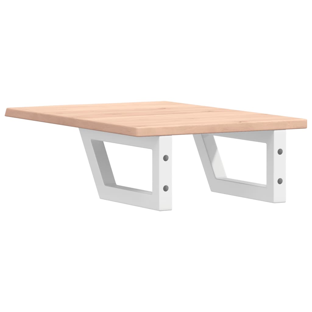 Basin Shelf Wall Mounted Steel and Solid Wood Oak