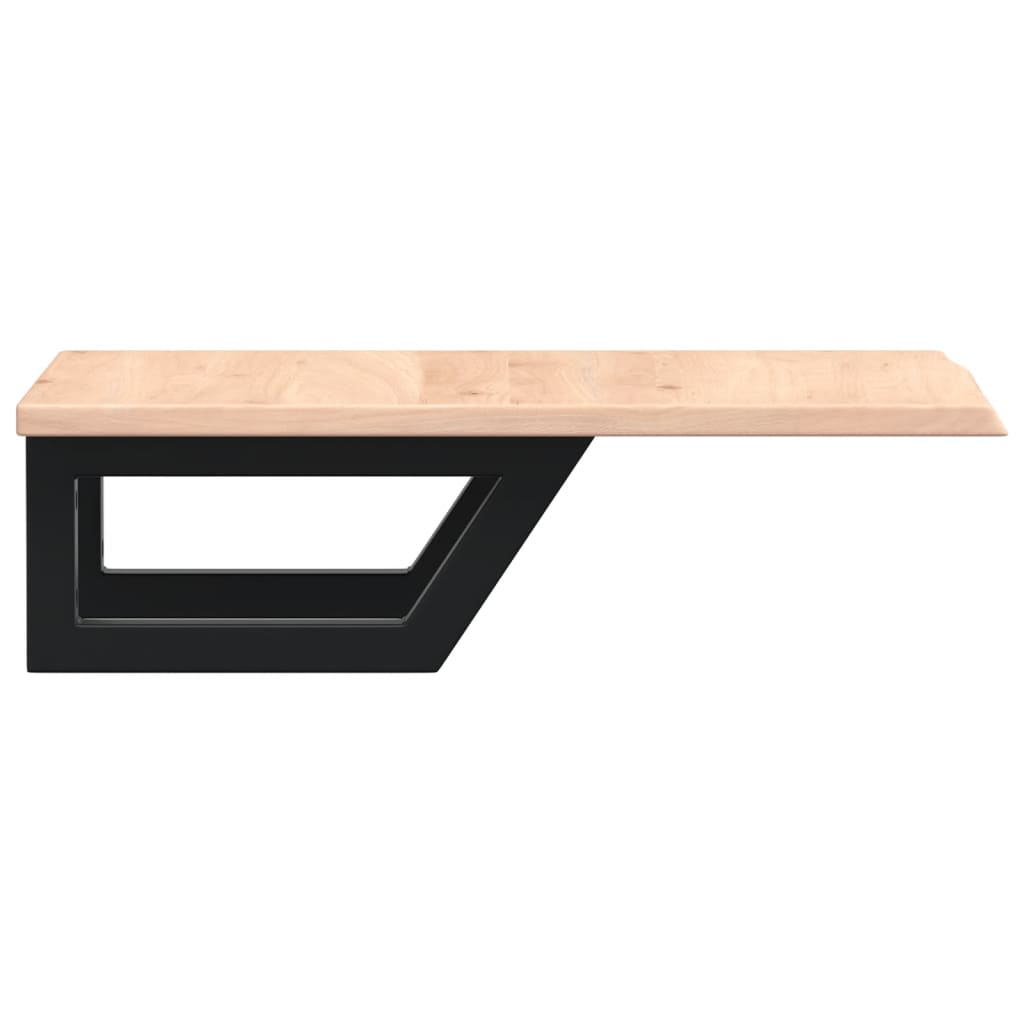 Basin Shelf Wall Mounted Steel and Solid Wood Oak