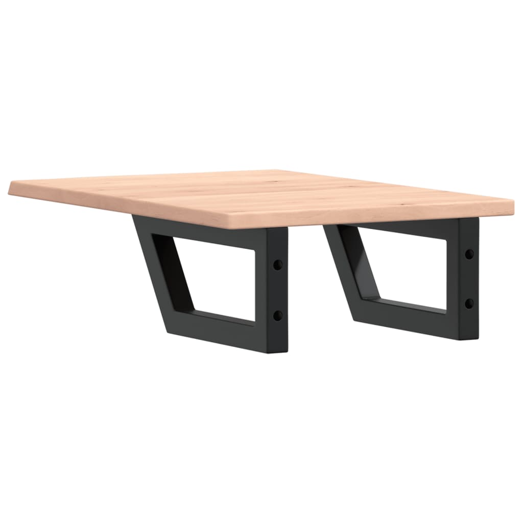 Basin Shelf Wall Mounted Steel and Solid Wood Oak