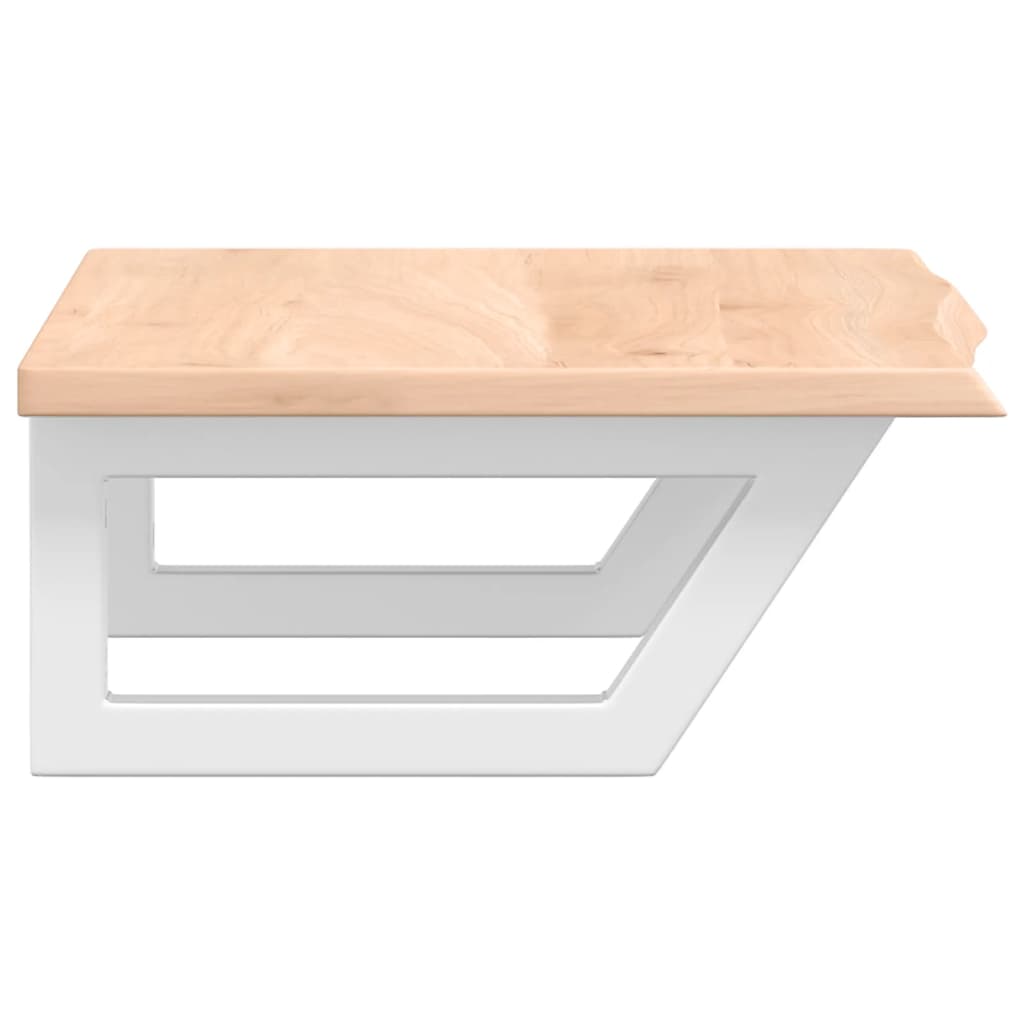 Basin Shelf Wall Mounted Steel and Solid Wood Oak