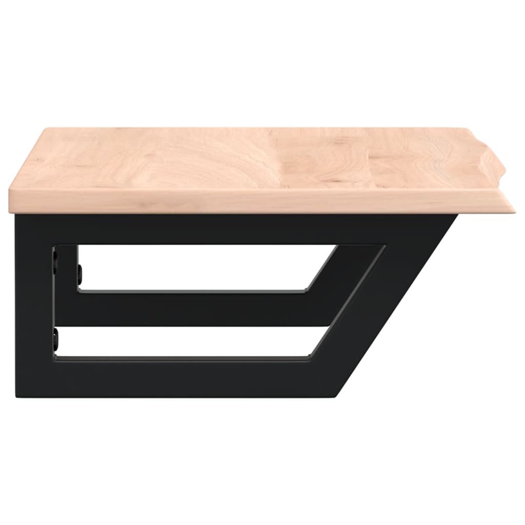 Basin Shelf Wall Mounted Steel and Solid Wood Oak