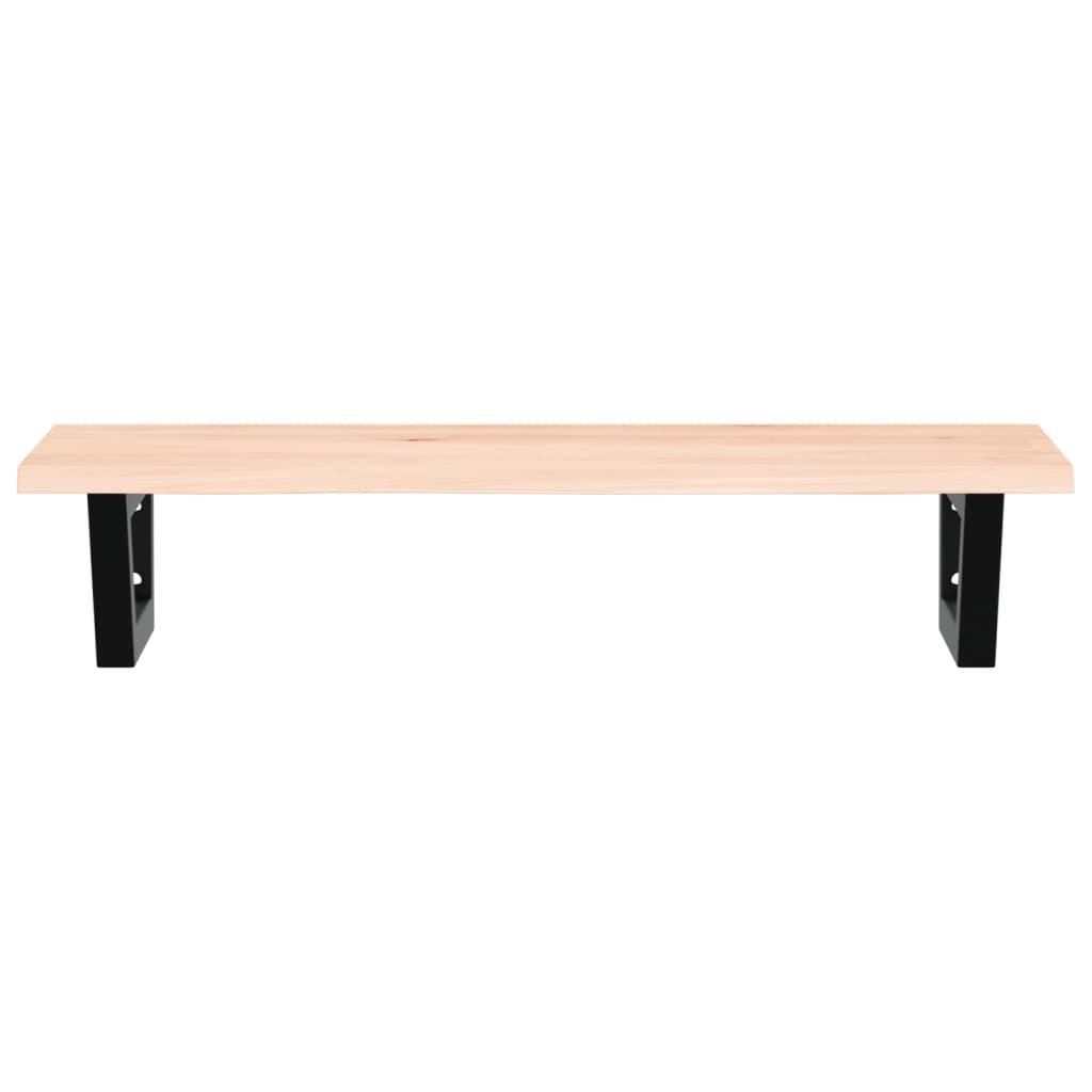 Basin Shelf Wall Mounted Steel and Solid Wood Oak