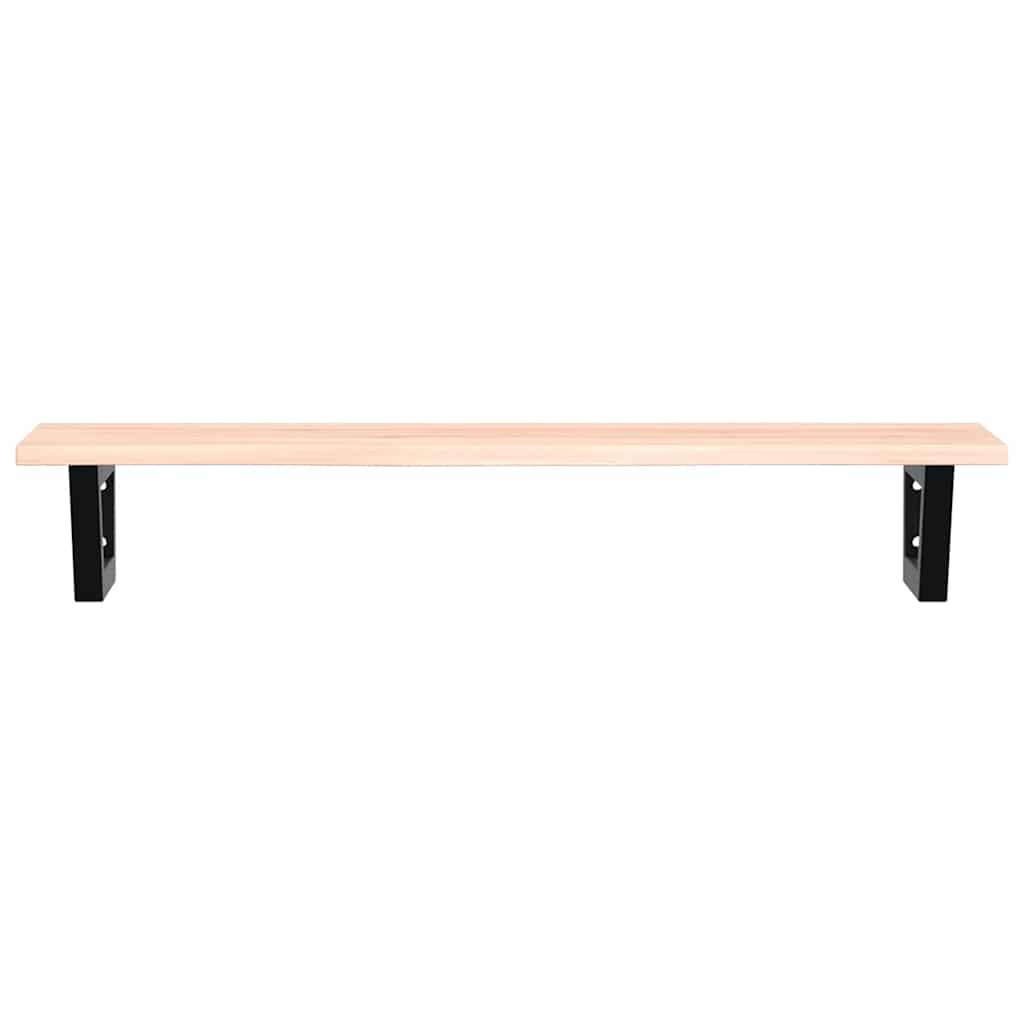 Basin Shelf Wall Mounted Steel and Solid Wood Oak