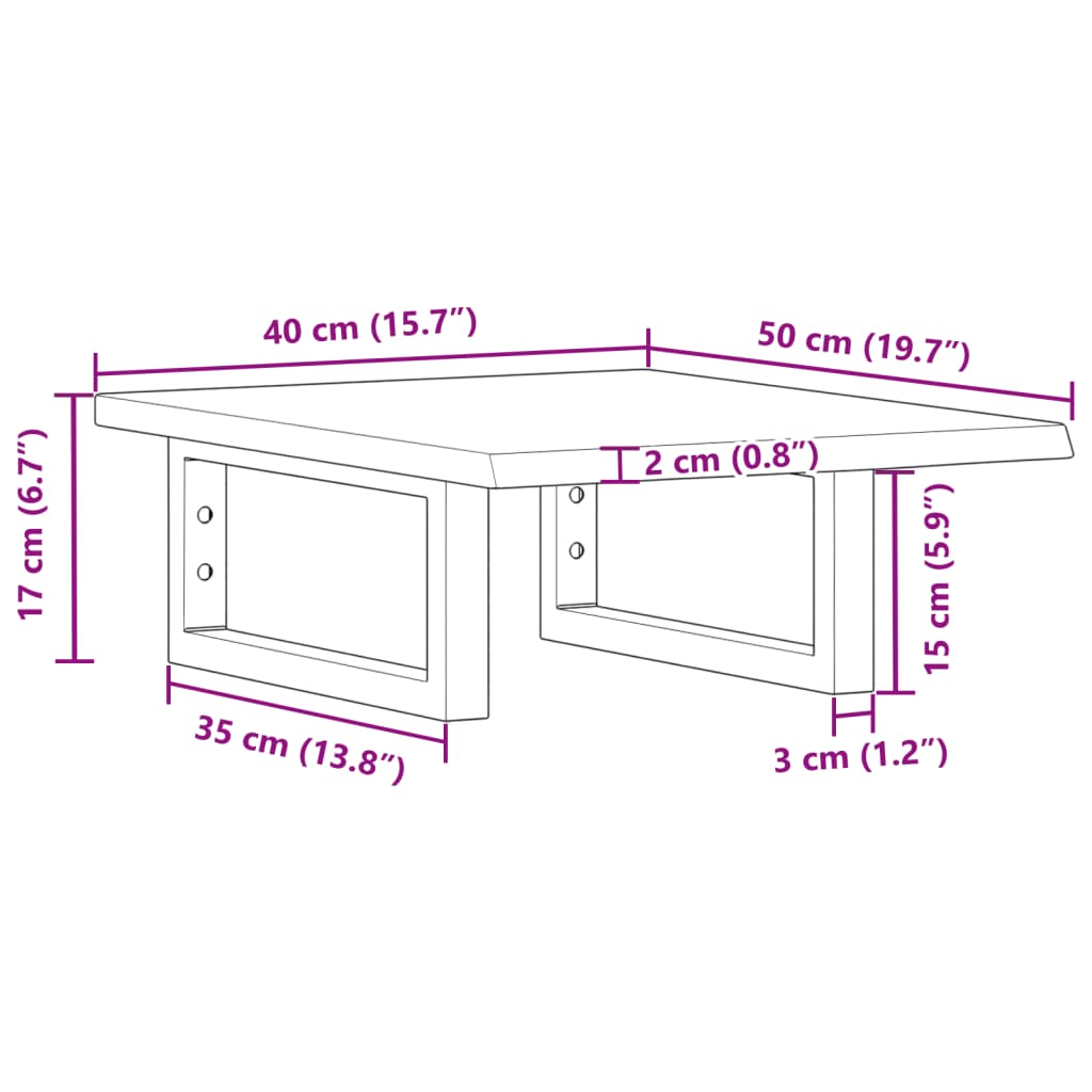 Basin Shelf Wall Mounted Steel and Solid Wood Oak
