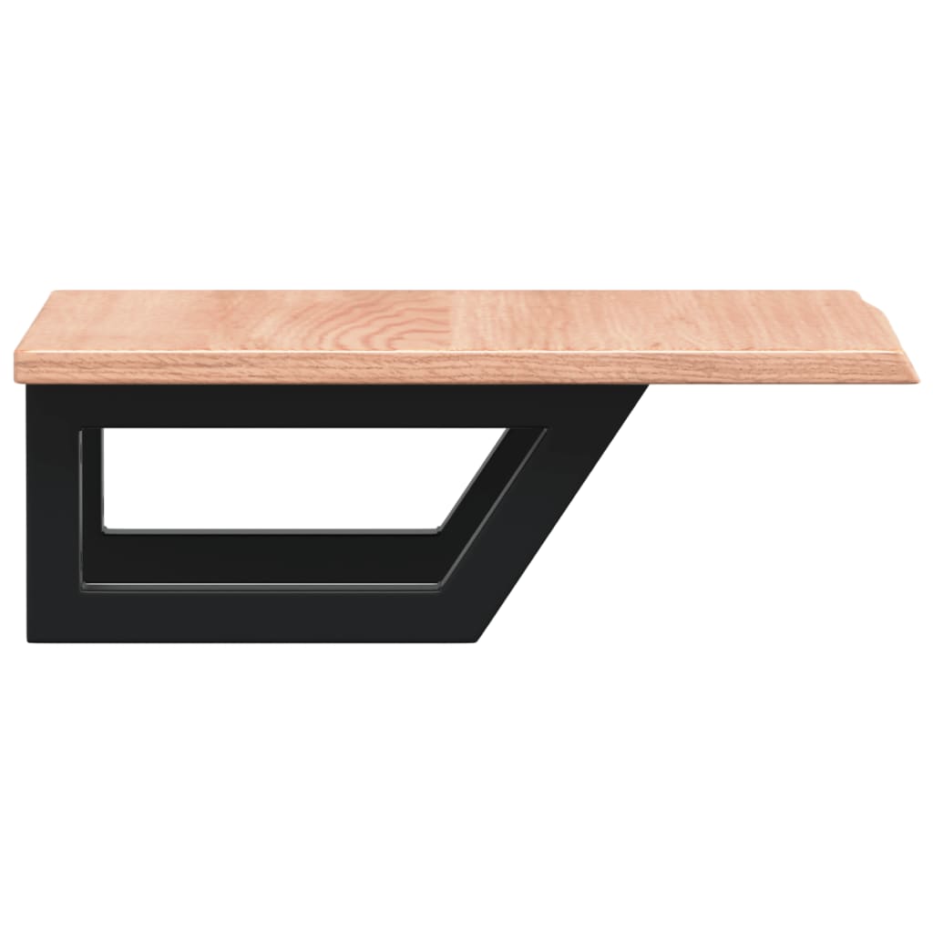 Basin Shelf Wall Mounted Steel and Solid Wood Oak