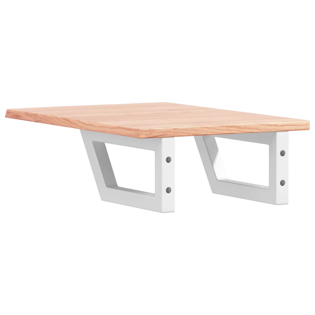Basin Shelf Wall Mounted Steel and Solid Wood Oak