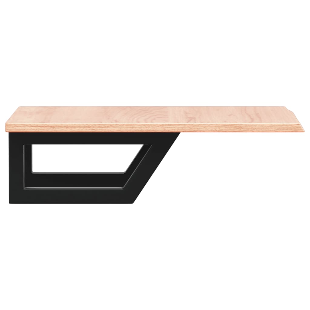 Basin Shelf Wall Mounted Steel and Solid Wood Oak