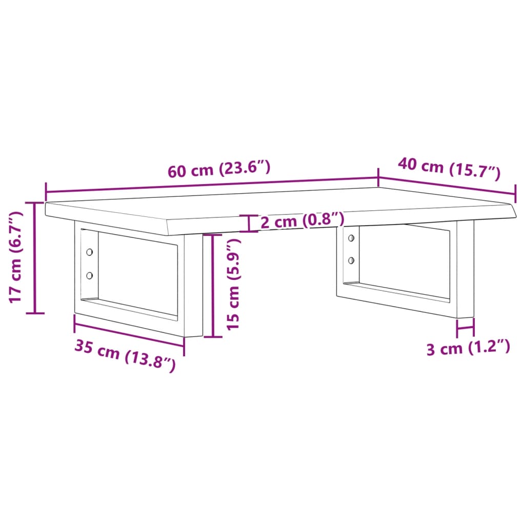Basin Shelf Wall Mounted Steel and Solid Wood Oak