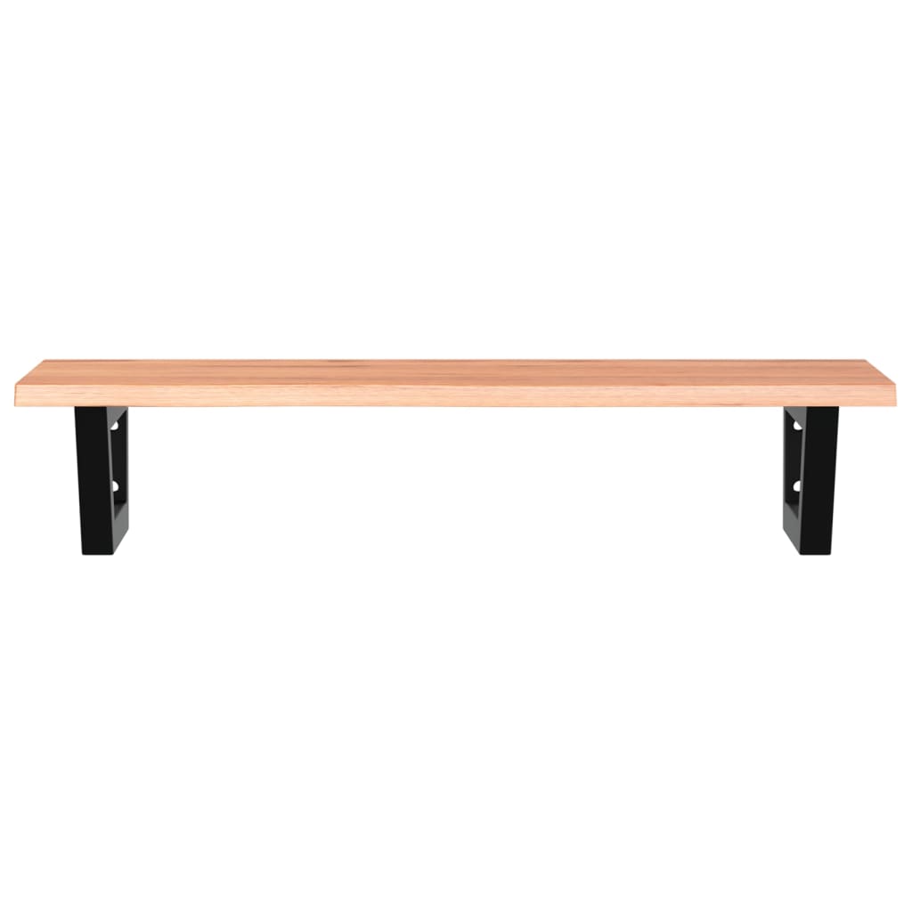 Basin Shelf Wall Mounted Steel and Solid Wood Oak