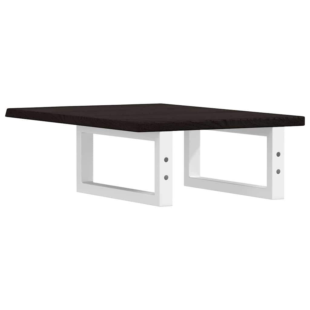 Basin Shelf Wall Mounted Steel and Solid Wood Oak