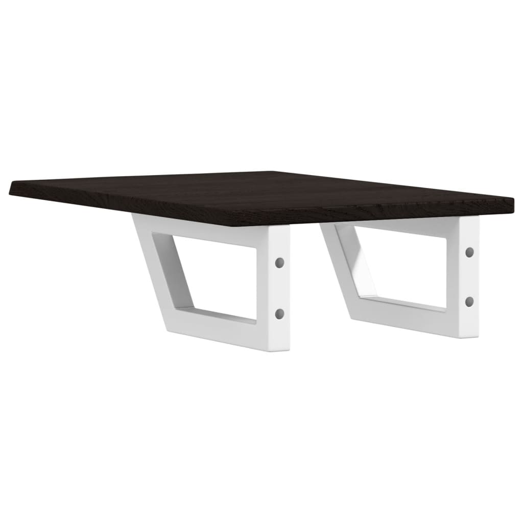 Basin Shelf Wall Mounted Steel and Solid Wood Oak
