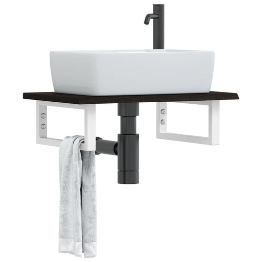 vidaXL Basin Shelf Wall Mounted Steel and Solid Wood Oak