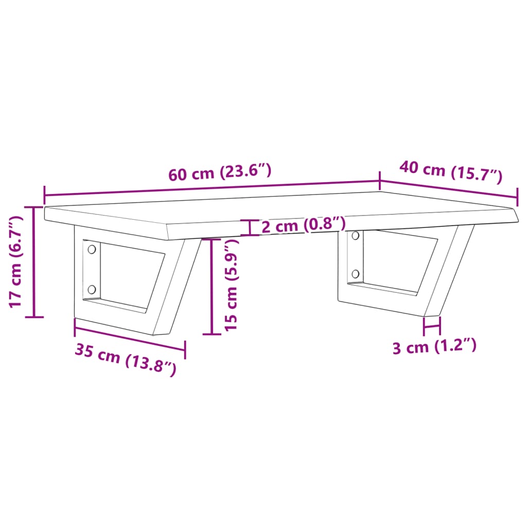 vidaXL Basin Shelf Wall Mounted Steel and Solid Wood Oak