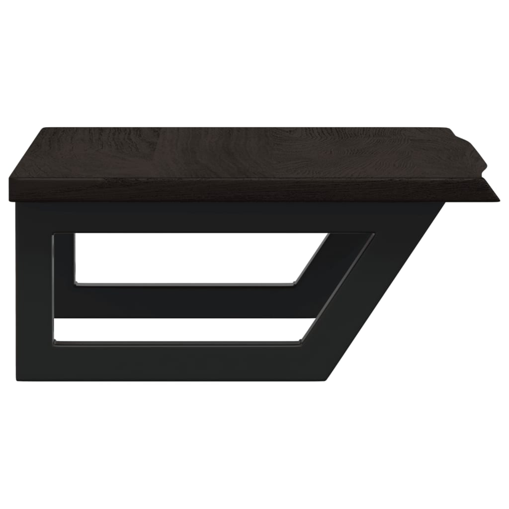 Basin Shelf Wall Mounted Steel and Solid Wood Oak