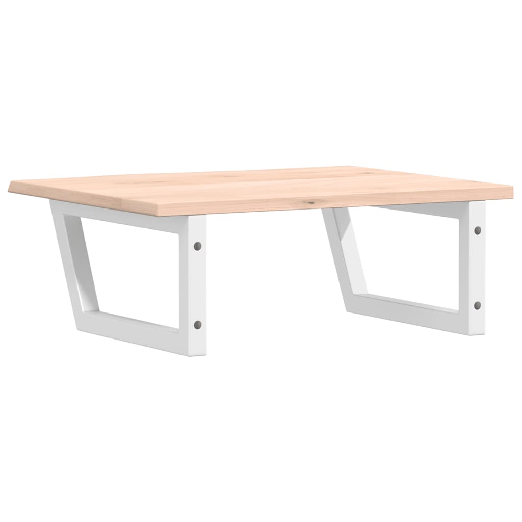 Basin Shelf Wall Mounted Steel and Solid Wood Oak