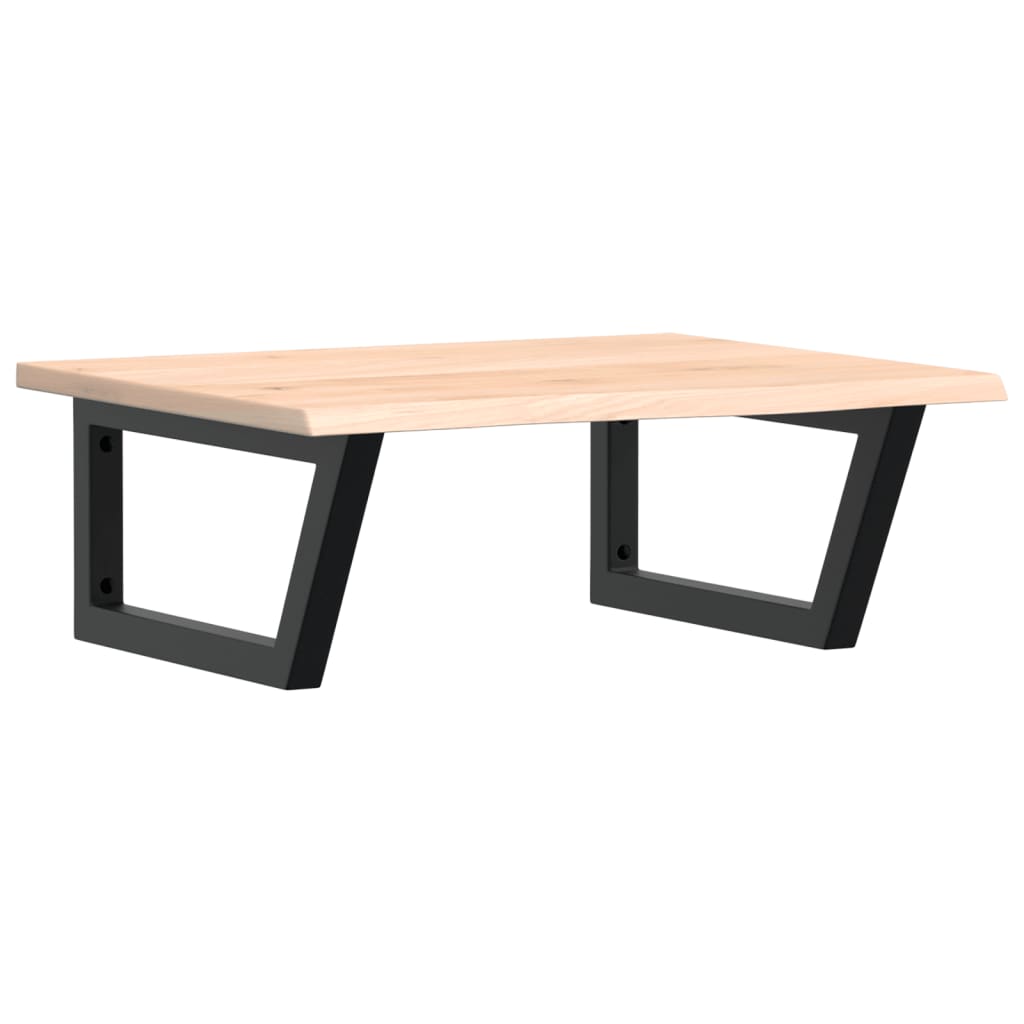 Basin Shelf Wall Mounted Steel and Solid Wood Oak