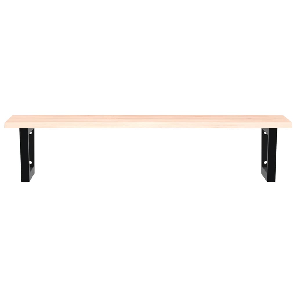Basin Shelf Wall Mounted Steel and Solid Wood Oak