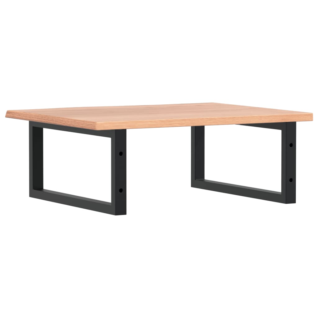 Basin Shelf Wall Mounted Steel and Solid Wood Oak