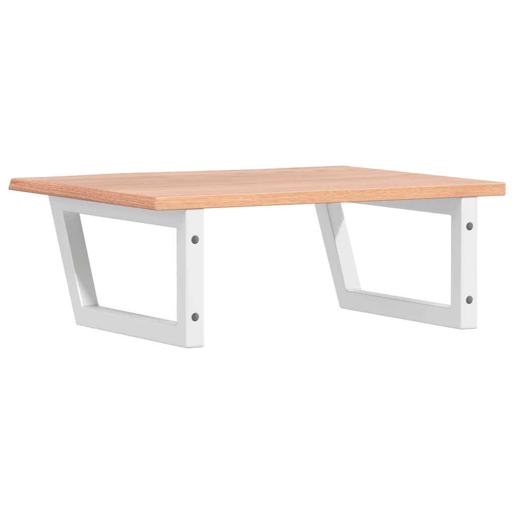 Basin Shelf Wall Mounted Steel and Solid Wood Oak