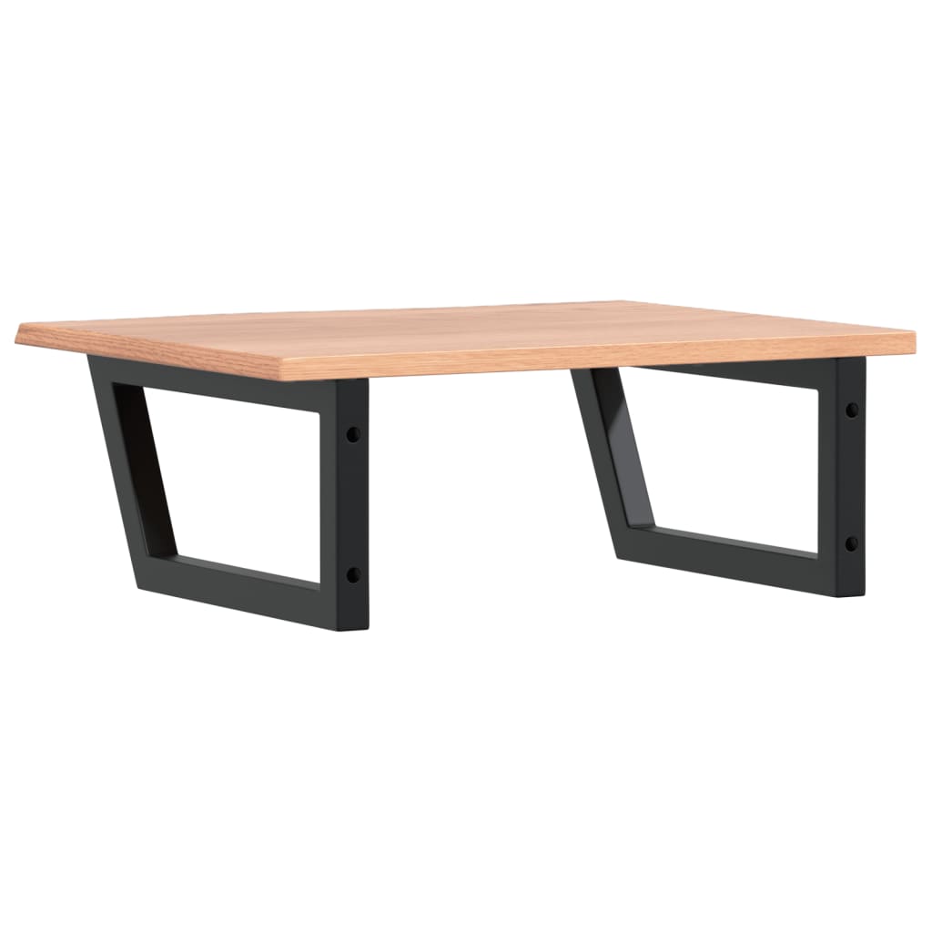 Basin Shelf Wall Mounted Steel and Solid Wood Oak