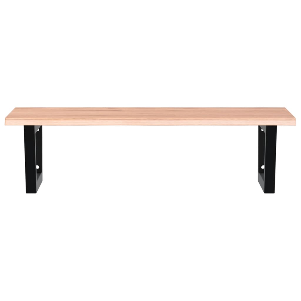 Basin Shelf Wall Mounted Steel and Solid Wood Oak
