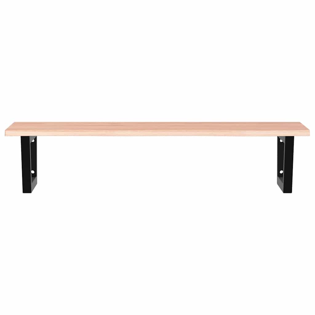 Basin Shelf Wall Mounted Steel and Solid Wood Oak