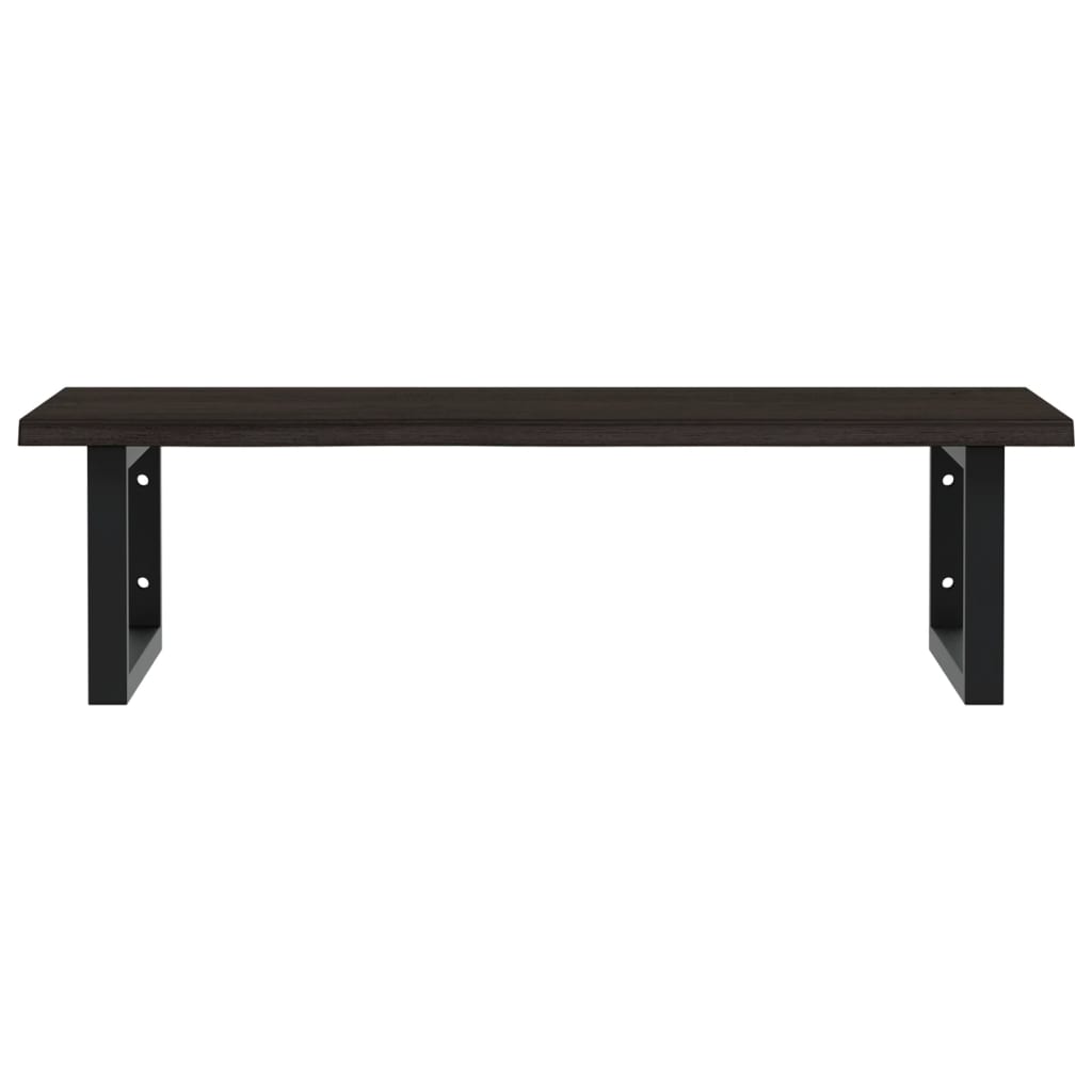 Basin Shelf Wall Mounted Steel and Solid Wood Oak
