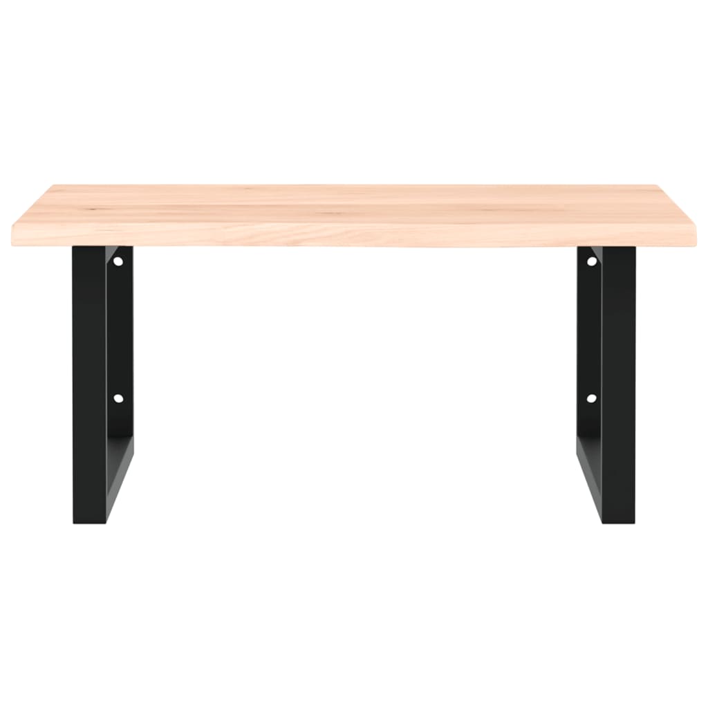 Basin Shelf Wall Mounted Steel and Solid Wood Oak