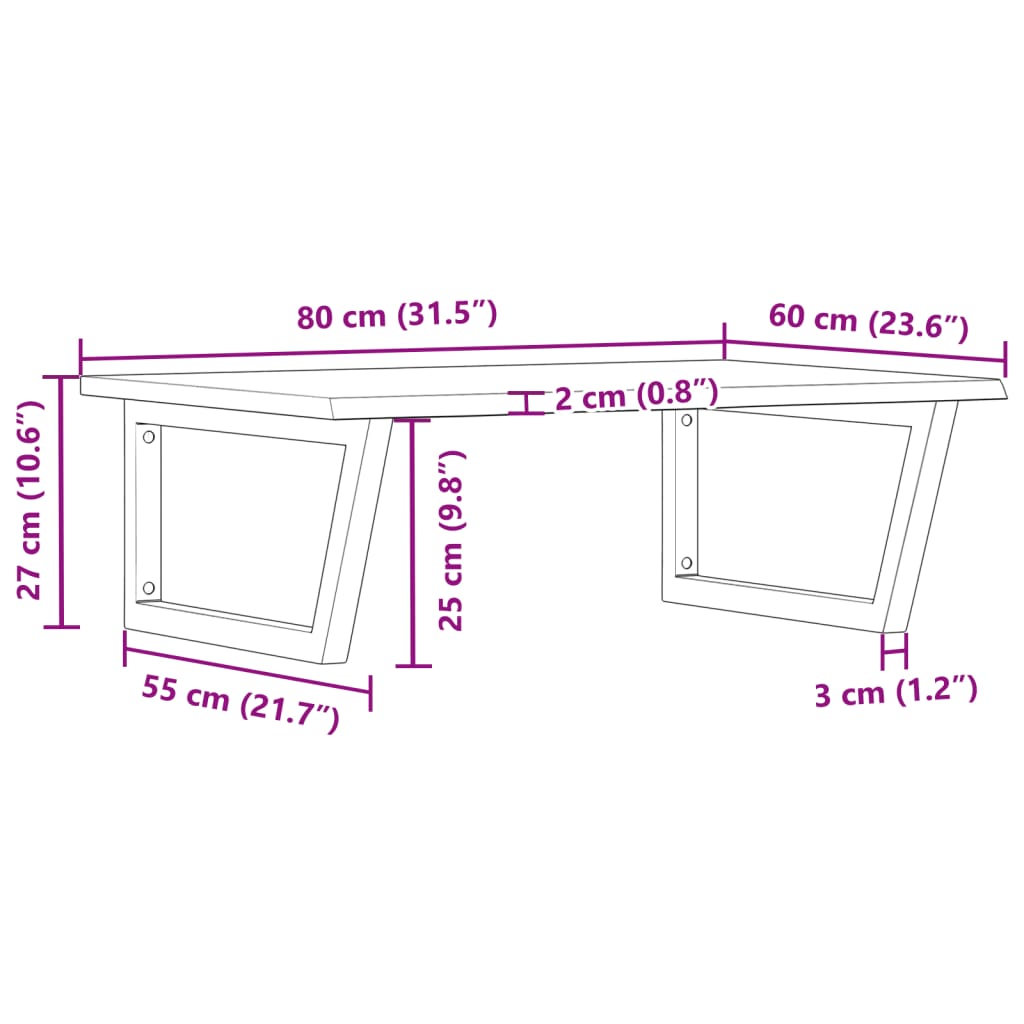 vidaXL Basin Shelf Wall Mounted Steel and Solid Wood Oak