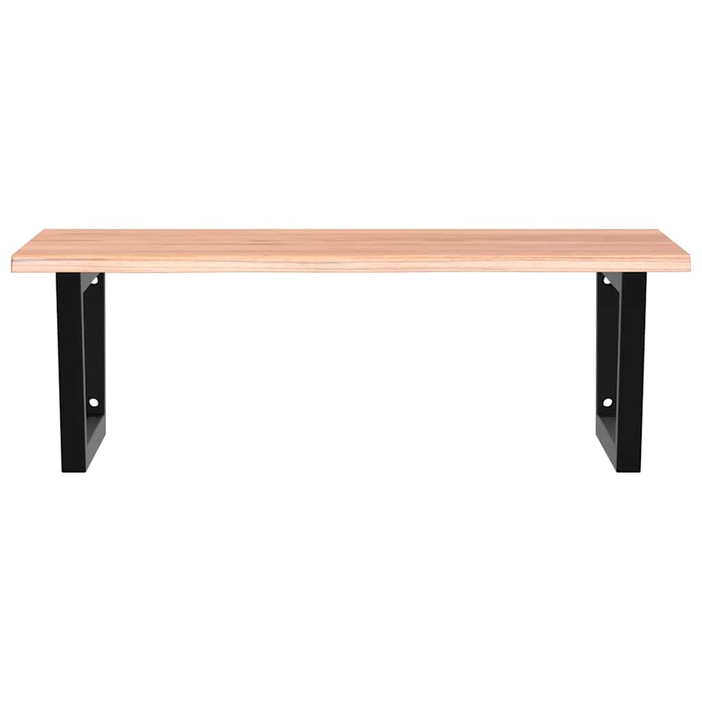 Basin Shelf Wall Mounted Steel and Solid Wood Oak