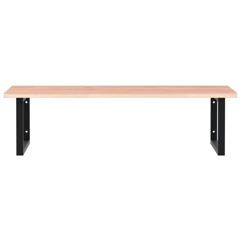 Basin Shelf Wall Mounted Steel and Solid Wood Oak