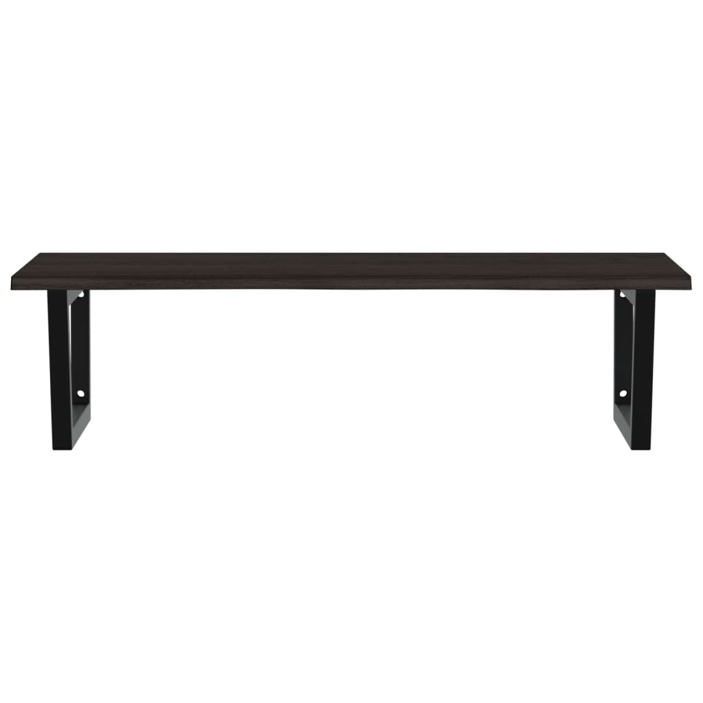 Basin Shelf Wall Mounted Steel and Solid Wood Oak