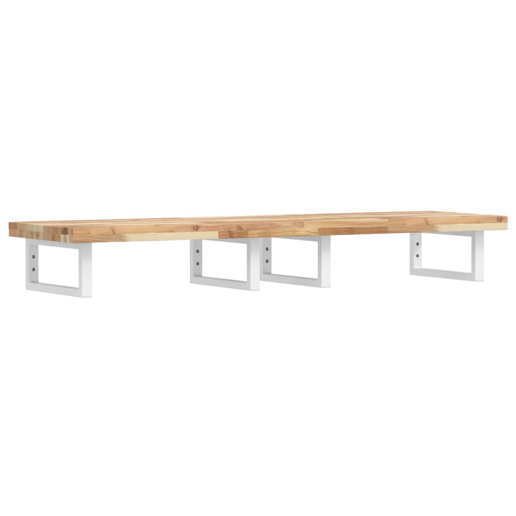 Basin Shelf Wall Mounted Steel and Solid Wood Acacia