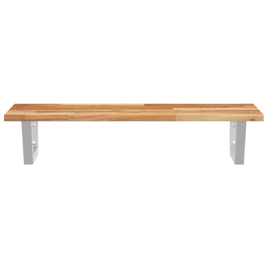 Basin Shelf Wall Mounted Steel and Solid Wood Acacia