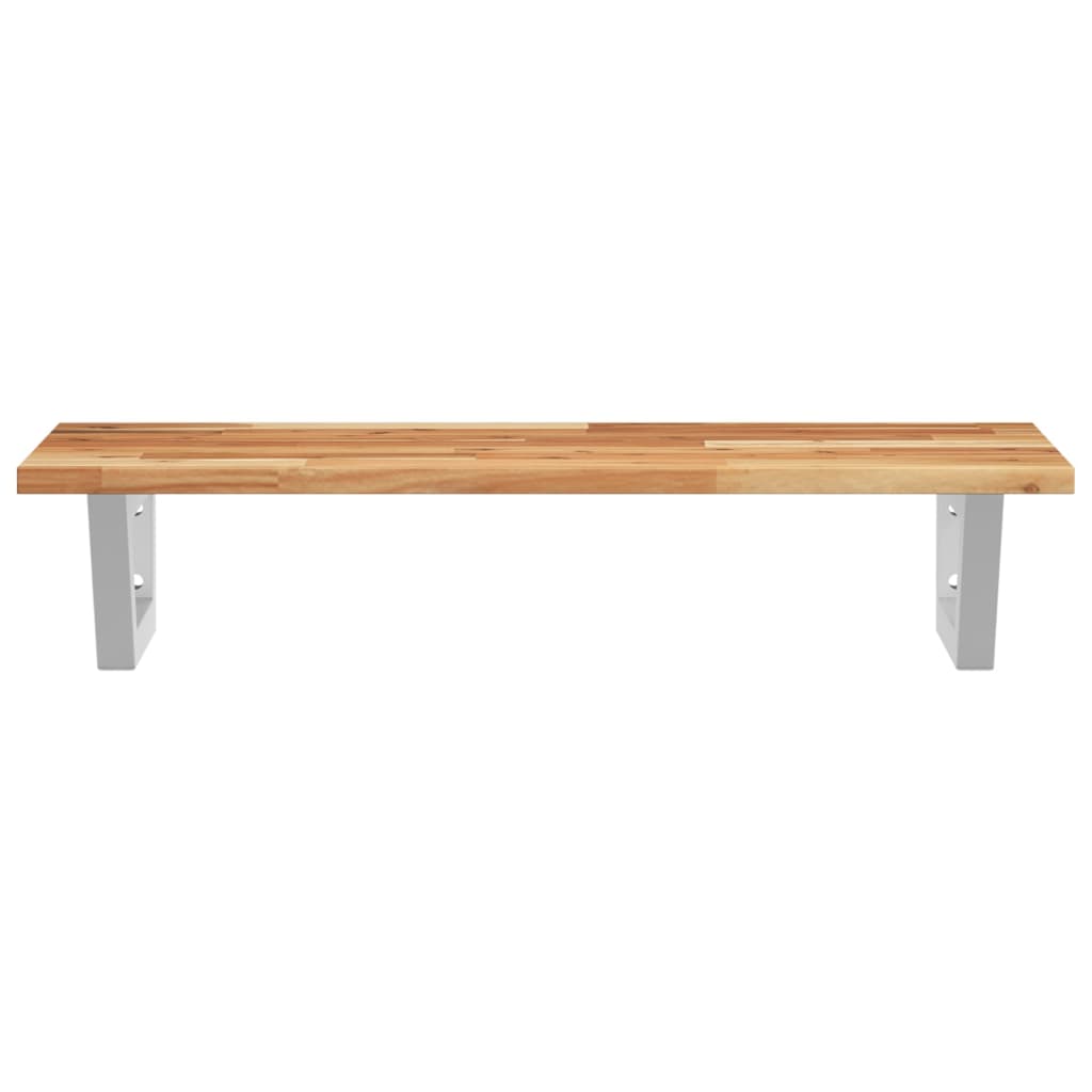 Basin Shelf Wall Mounted Steel and Solid Wood Acacia